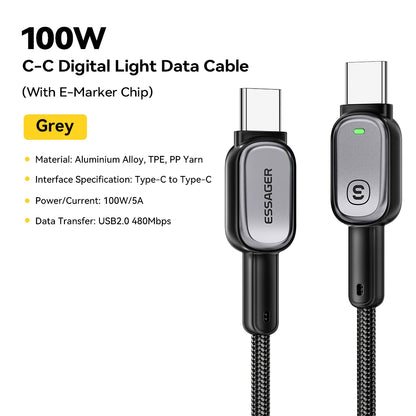 USB-C Cable with Charging Indicator – 60W or 100W