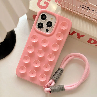 Suction Cup iPhone Case with Wrist Lanyard – 6 Colors