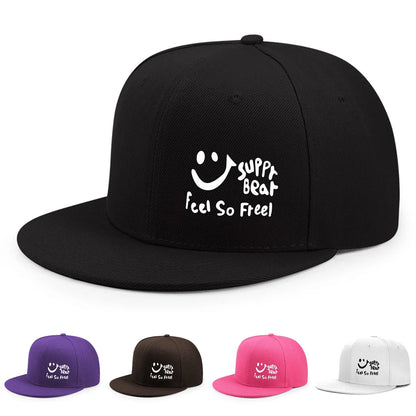 Smile Graphic Flat-Brim Cap – Breathe, 16 Colors