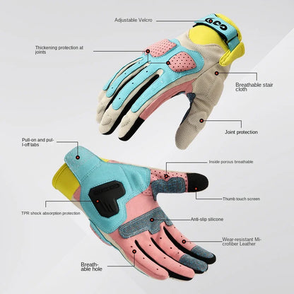 Full-Finger Riding Gloves – Color-Block Design, S–XXL