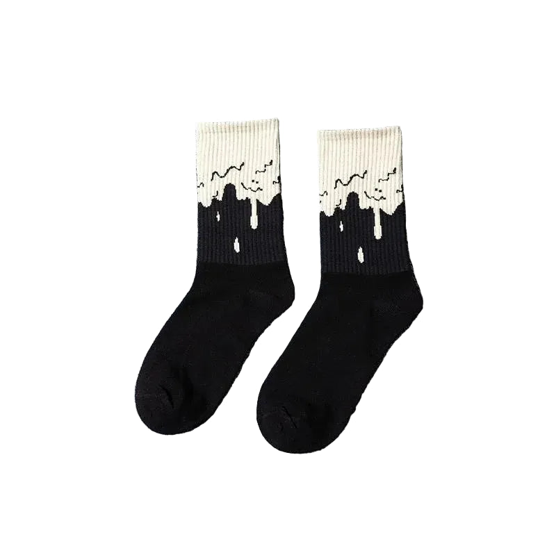 Drip Pattern Crew Socks – Cotton Blend, 5 Colors