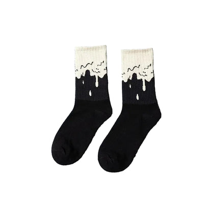 Drip Pattern Crew Socks – Cotton Blend, 5 Colors