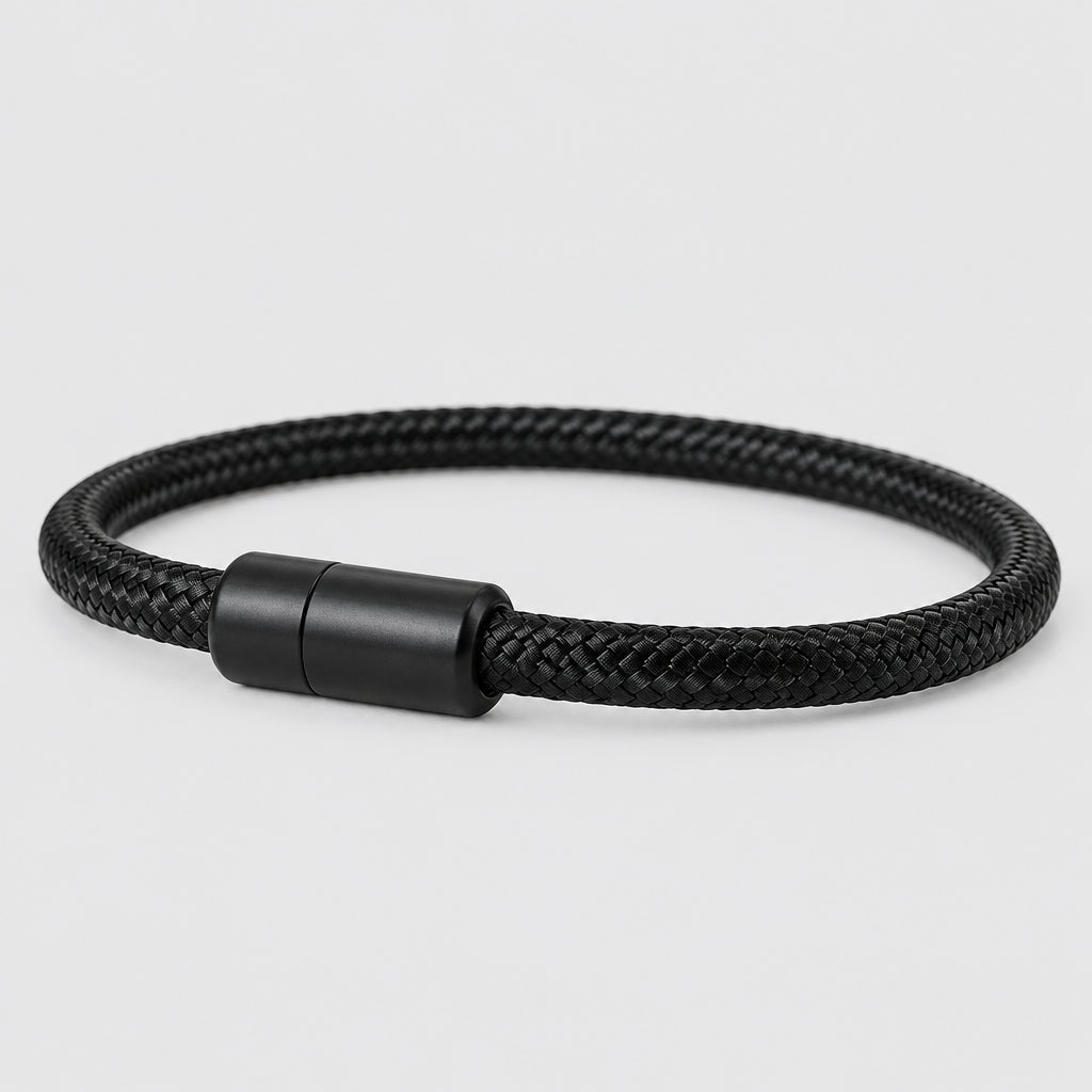 IronTide Leather and Rope Punk Bracelet with Magnetic Closure deideas