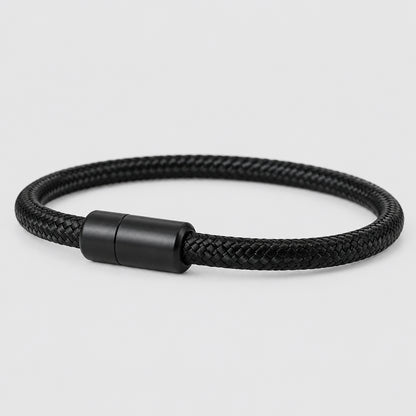 IronTide Leather and Rope Punk Bracelet with Magnetic Closure deideas