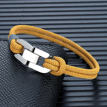 Double-Strand Rope Bracelet – Silver-Tone Clasp, 17–23 cm