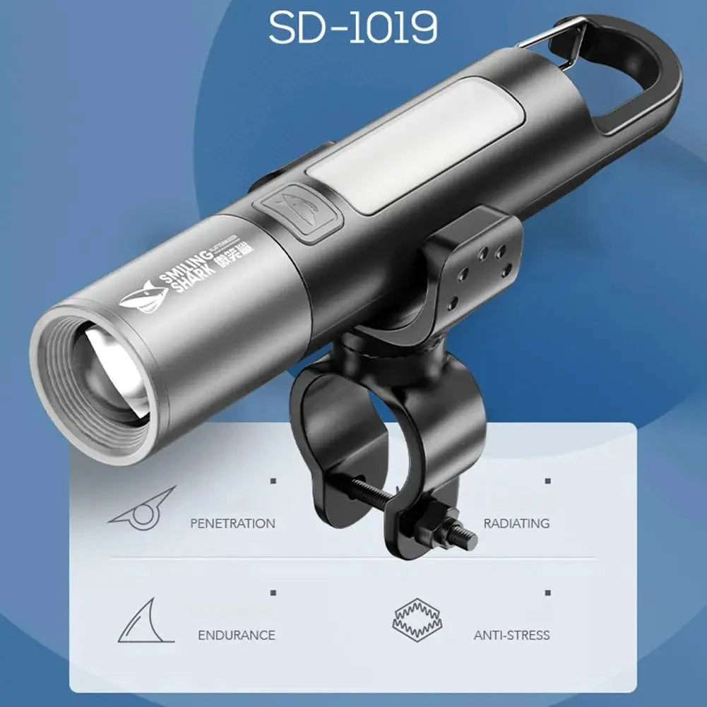 Waterproof USB Rechargeable LED Flashlight with Bicycle Stand deideas