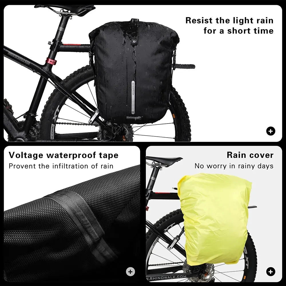 Waterproof Bike Pannier Bag 20L Rear Rack Travel & Shoulder Backpack deideas
