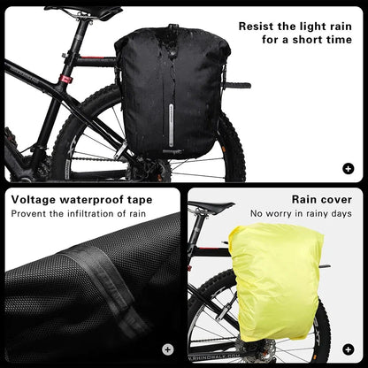 Waterproof Bike Pannier Bag 20L Rear Rack Travel & Shoulder Backpack deideas