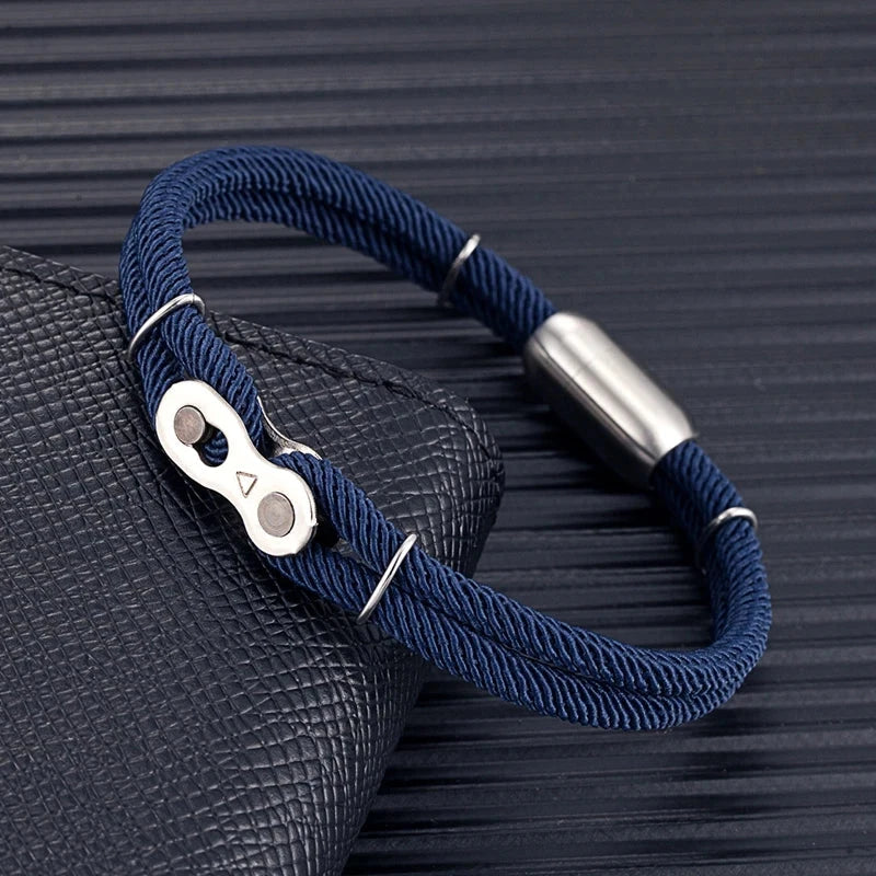 Biker Chain Magnetic Bracelet Rugged Rope & Rock Style deideas