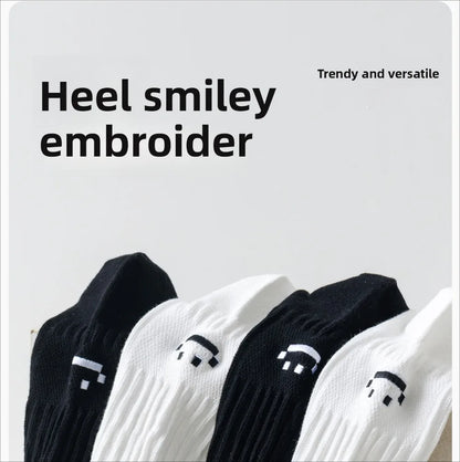 Smiley Face Crew Socks – Ribbed Cotton Blend, EU 35–44