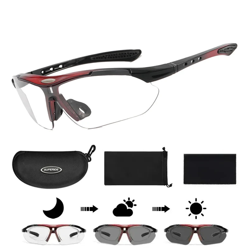 Photochromic Cycling Sunglasses - UV400, 152mm Wide