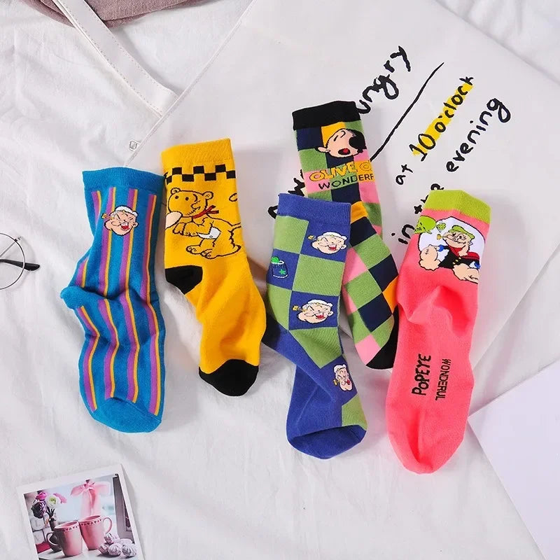 Cartoon Jacquard Crew Socks – Unisex EU 35–41