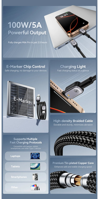 USB-C Cable with Charging Indicator – 60W or 100W