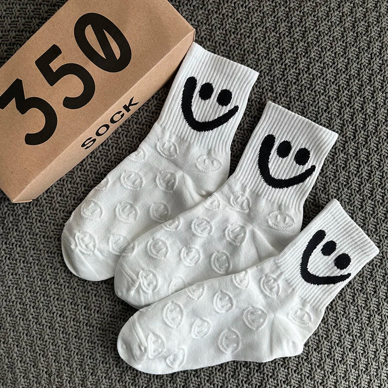 Smiley Face Socks 3-Pack – Textured Knit Gift Box