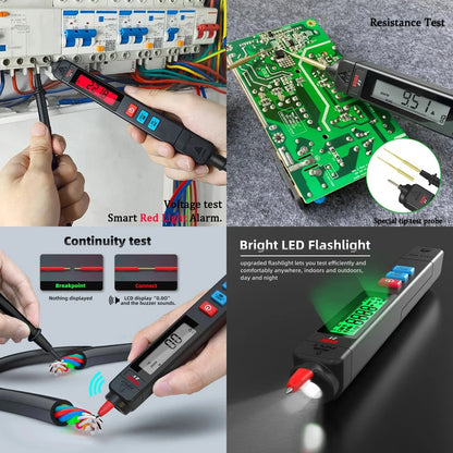 Digital multimeter, voltage detector, tester, contactless smart electric pen, NCV, live cable continuity test, Hz ohms, DC, AC meter deideas