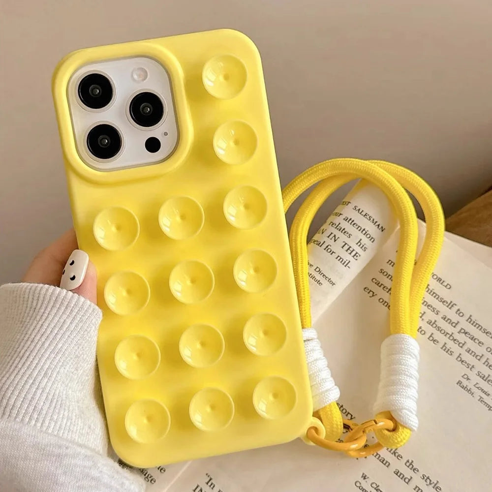 Suction Cup iPhone Case with Wrist Lanyard – 6 Colors