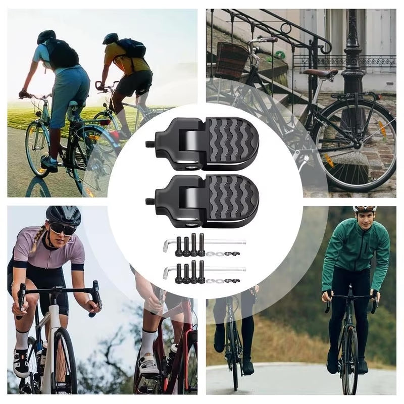 Folding rear pedals for bicycles Aluminum alloy non-slip footrests with quick release deideas