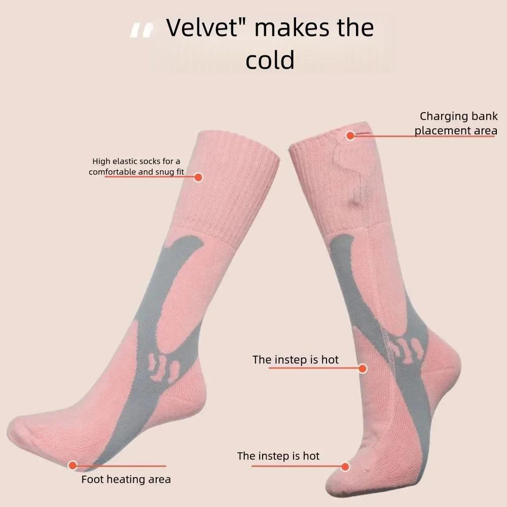 Rechargeable Heated Socks – Black or Pink, One Pair