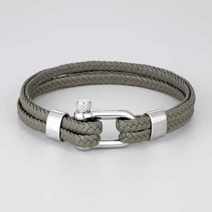 Braided Leather Shackle Bracelet – 5 Colors, 19–23 cm