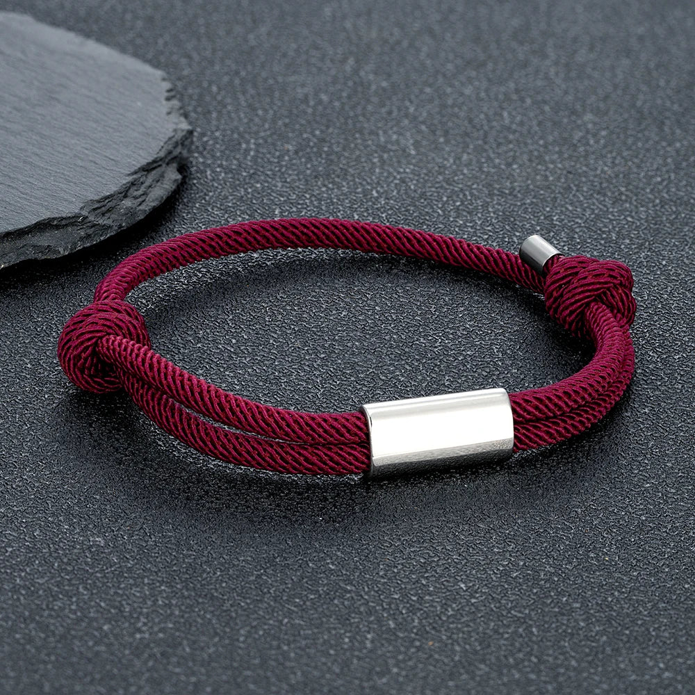 Adjustable Rope Bracelet – Blank Silver-Tone Accent, 14 Colors
