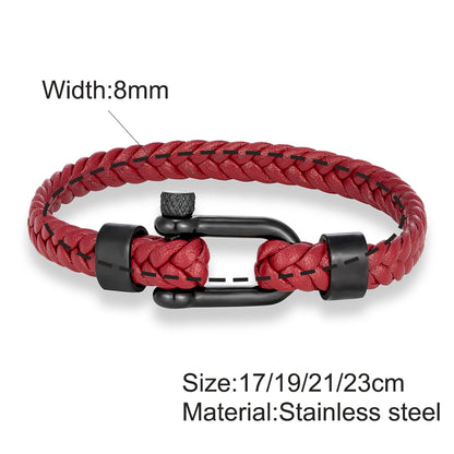 Braided Leather Bracelet – Black Shackle, 6 Colors