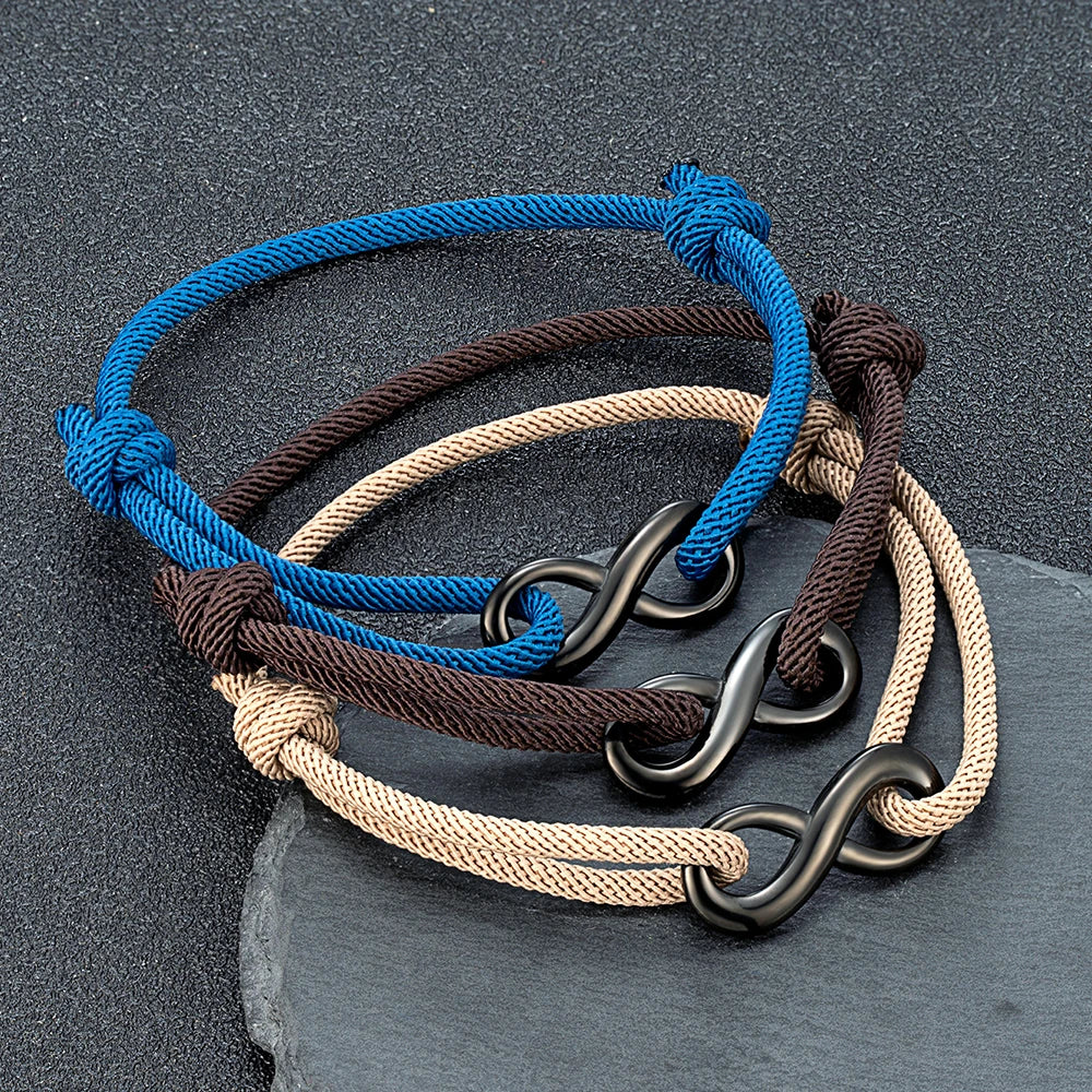 Infinity Rope Bracelet – Adjustable, 12 Color Options