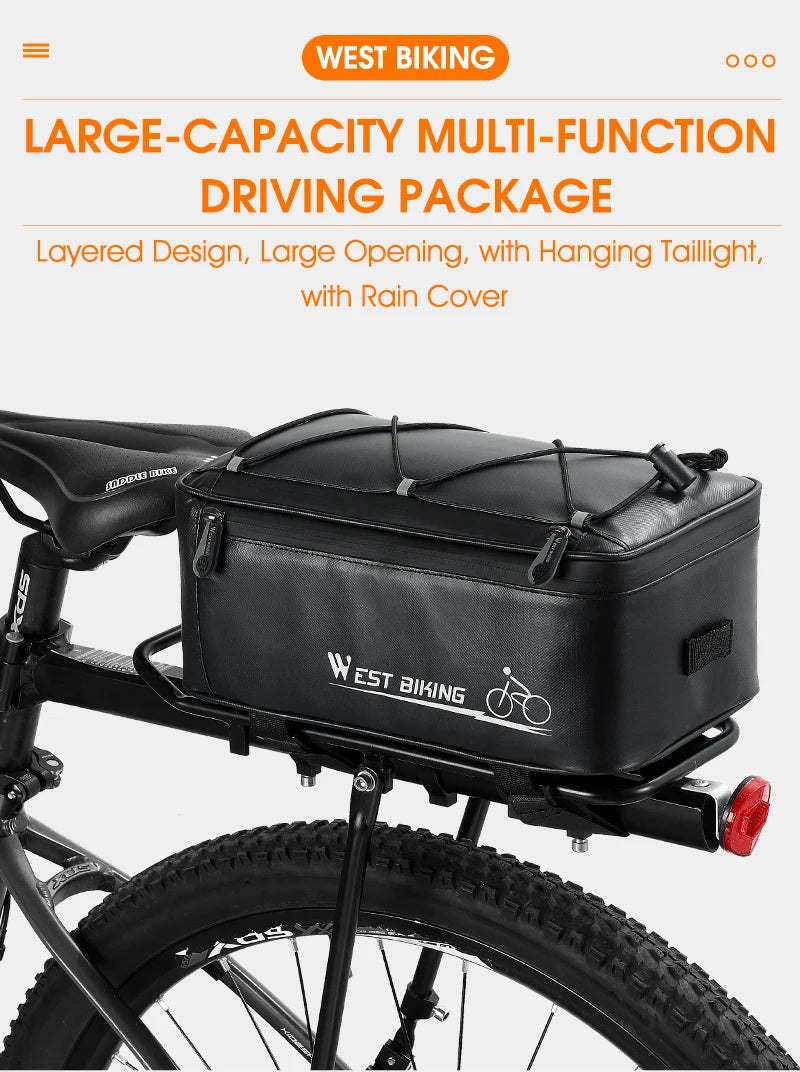 Bike Rear Rack Bag – West Biking 4L, Black, Rain Cover