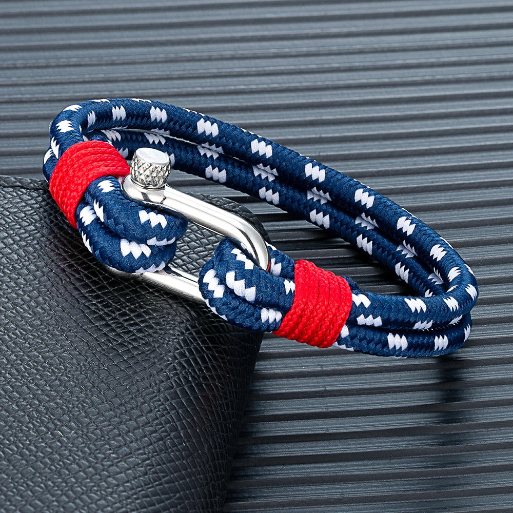 Double-Cord Rope Bracelet – Screw-Pin Shackle, 4 Colors