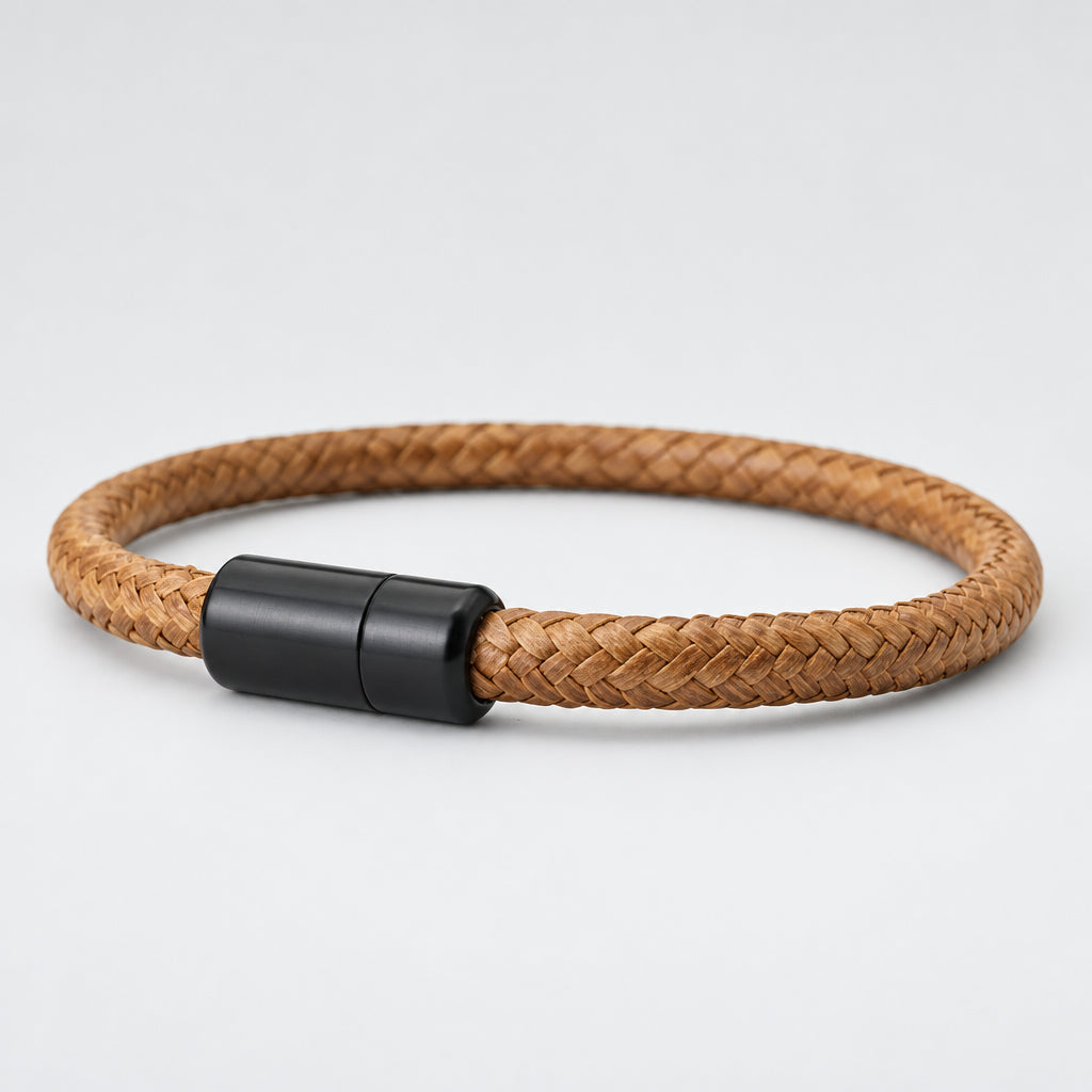 IronTide Leather and Rope Punk Bracelet with Magnetic Closure deideas