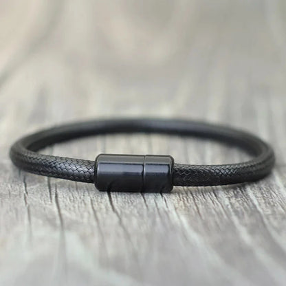 IronTide Leather and Rope Punk Bracelet with Magnetic Closure deideas
