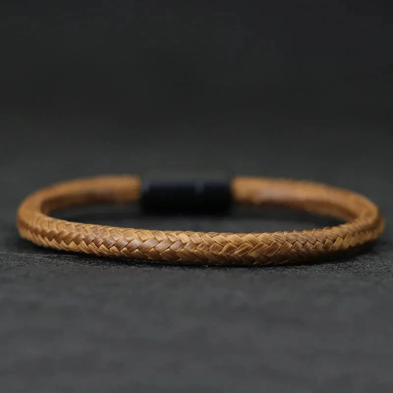 IronTide Leather and Rope Punk Bracelet with Magnetic Closure deideas