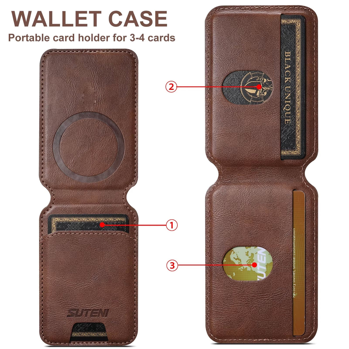 Wallet Pro Magnetic Leather Wallet for iPhone 17 16 Pro Max, 15, 14, 13, 12 and 11 deideas