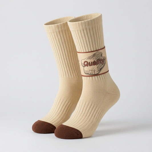 Retro Cushioned Crew Socks – Thick Cotton Blend