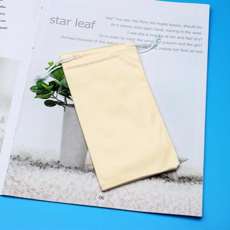 Microfiber Eyeglasses Pouch Soft Drawstring, 18x9cm