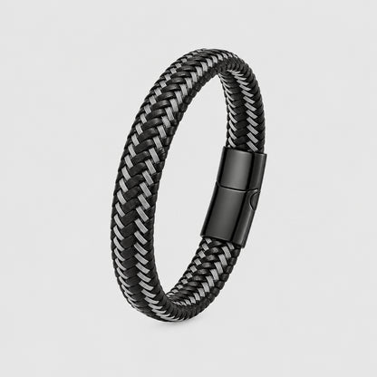 Stainless Steel Braided Leather Bracelet Elegant Style deideas