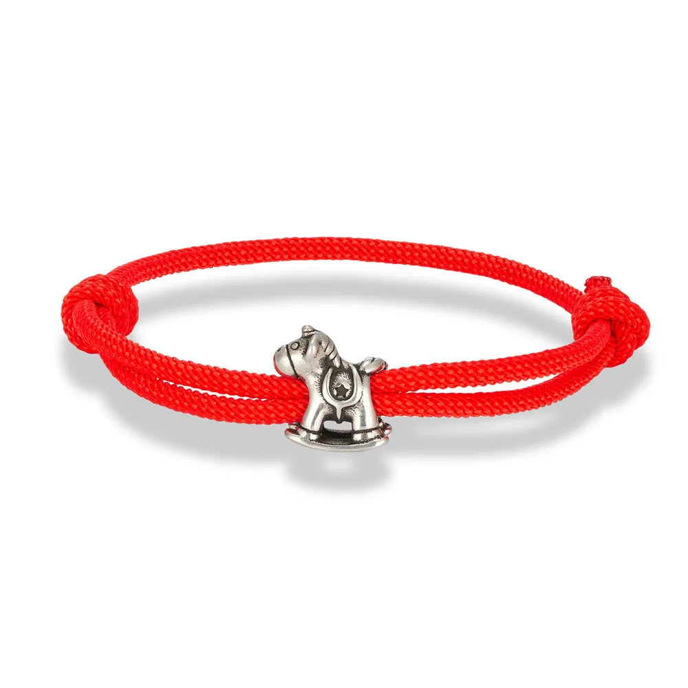 Equestrian Spirit Bracelet Stainless Steel Horse Charm on Adjustable Rope deideas