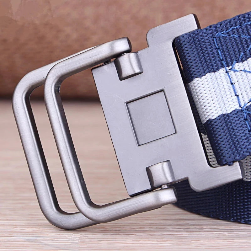 Youth Canvas Belt Dual Ring Buckle, Streetwear Style for Jeans & Cargo Pants deideas