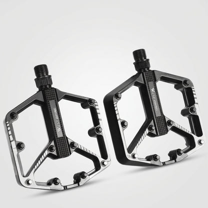 Aluminum Flat Bike Pedals – Double-Sided Pins, Black Pair