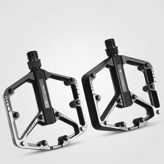 Aluminum Flat Bike Pedals – Double-Sided Pins, Black Pair