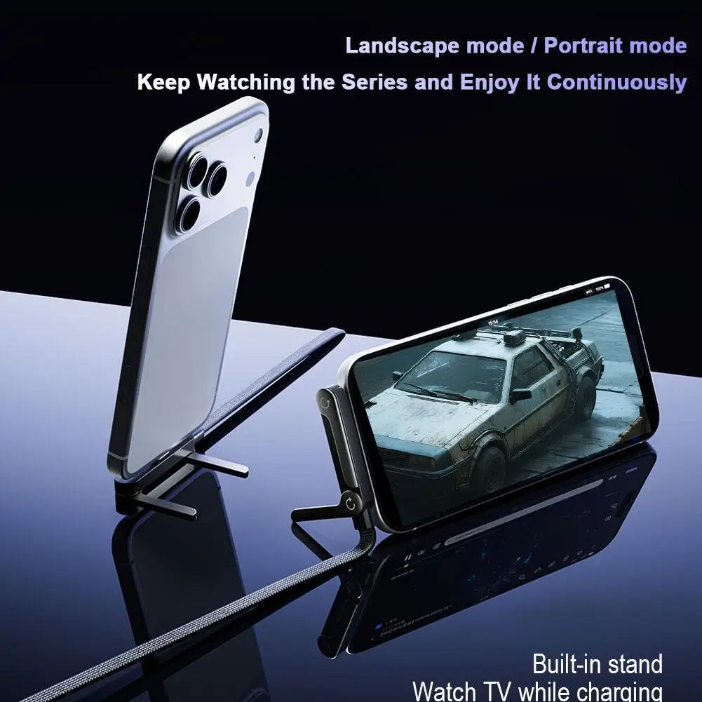240W Fast Charging Cable + Foldable Phone Stand - USB-C & USB-A 2-in-1