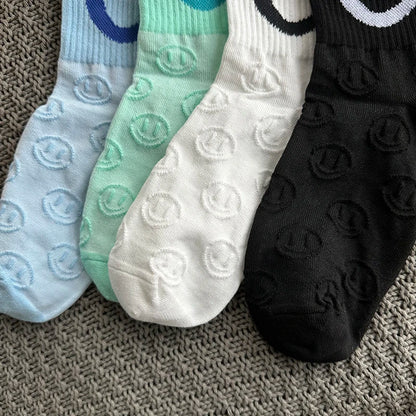 Smiley Face Socks – Cotton Blend, 4-Pair Box, EU 36–43