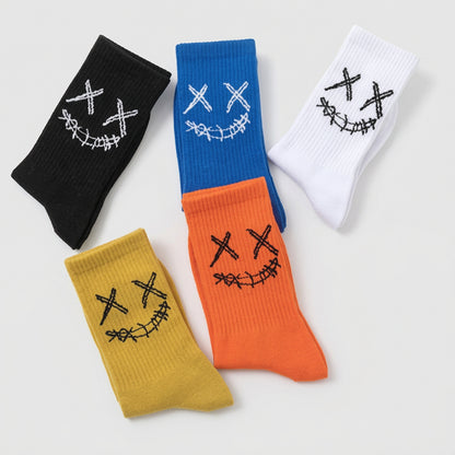 X-Eye Face Crew Socks – Cotton Blend, 3-Pair Set