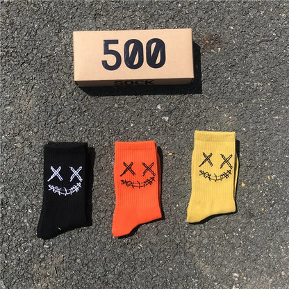 X-Eye Face Crew Socks – Cotton Blend, 3-Pair Set