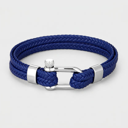 Braided Leather Shackle Bracelet – 5 Colors, 19–23 cm