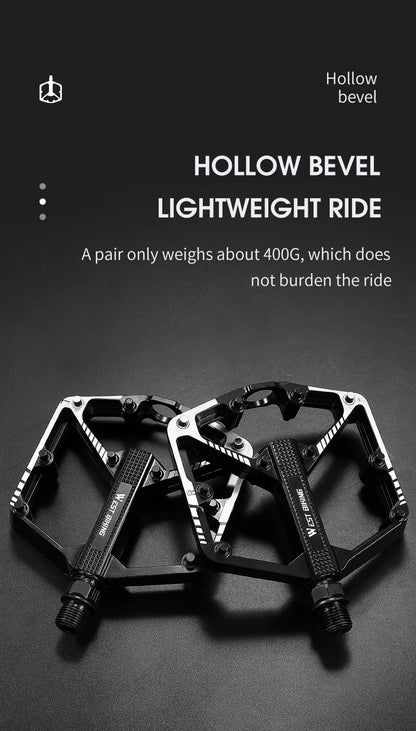 Aluminum Flat Bike Pedals – Double-Sided Pins, Black Pair