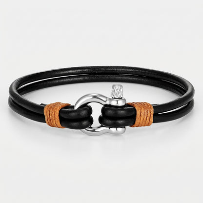 Leather Shackle Bracelet – Screw-Pin Closure, 4 Colors