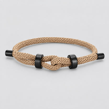 Adjustable Rope Bracelet Black Steel Charm, Waterproof & Durable deideas