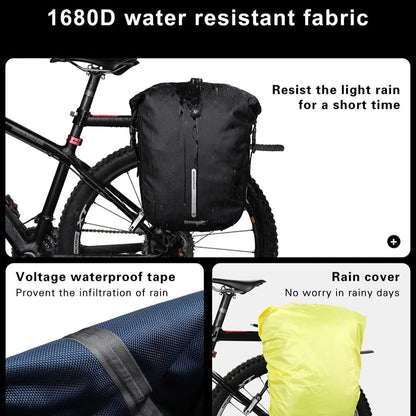 Waterproof Bike Pannier Bag 20L Rear Rack Travel & Shoulder Backpack deideas