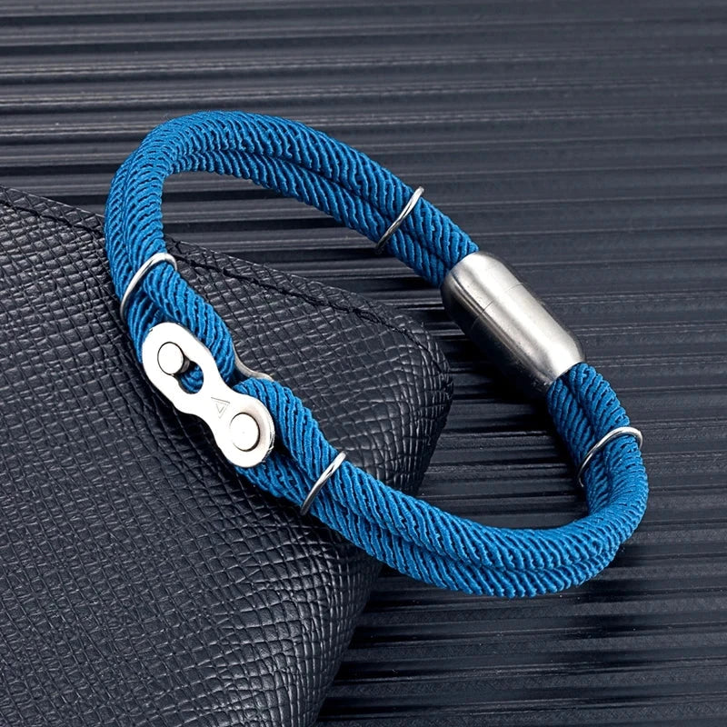 Biker Chain Magnetic Bracelet Rugged Rope & Rock Style deideas
