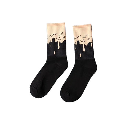 Drip Pattern Crew Socks – Cotton Blend, 5 Colors